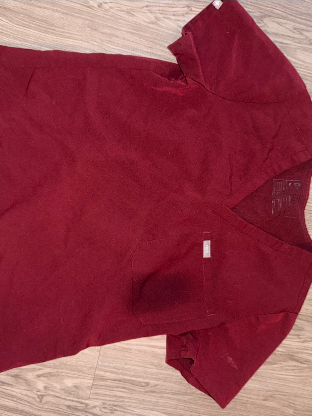 Figs Women's Scrub Top in Deep Wine Red